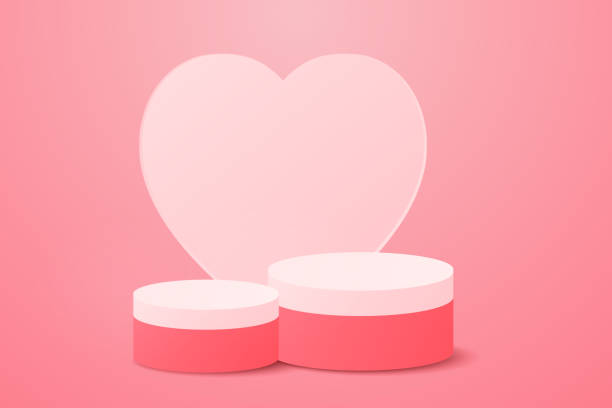 istock 3d valentine's day display product on pink background. valentine pedestal podium with heart. vector illustration minimal scene. 1462203819