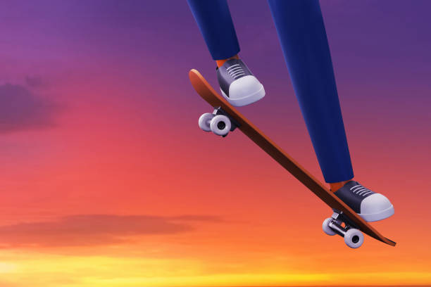 istock Young skateboarder jumping 3d illustration 1462203927