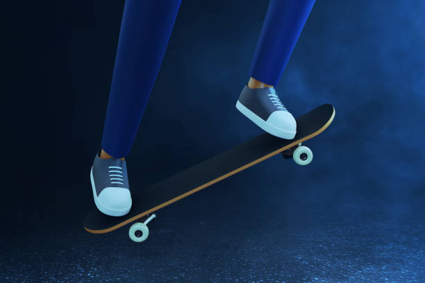 istock Young skateboarder jumping 3d illustration 1462203934