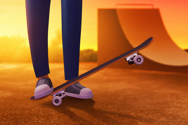 istock Skateboarder on the street 3d illustration 1462203936