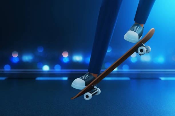 istock Young skateboarder jumping 3d illustration 1462204052