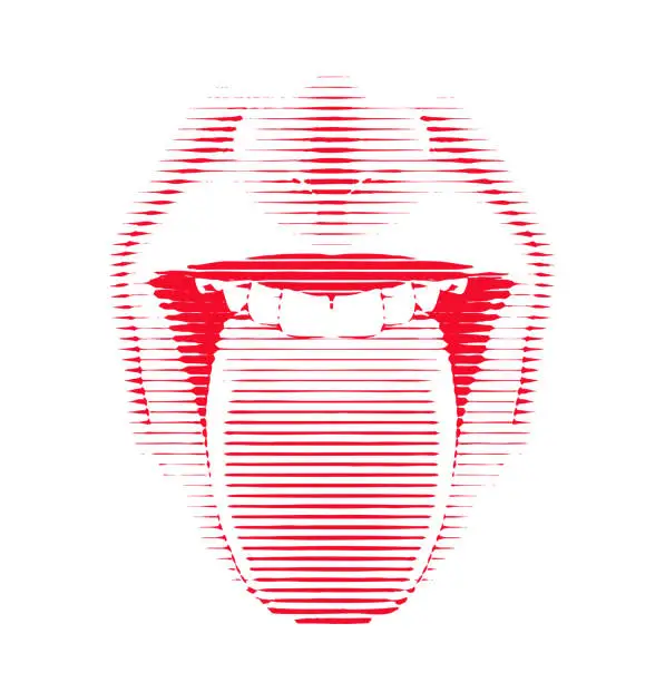 Vector illustration of Extreme Close up of Woman sticking out tongue
