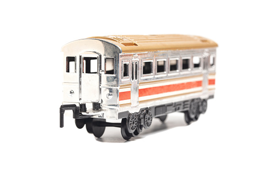 toy train isolated on white background, battery powered train