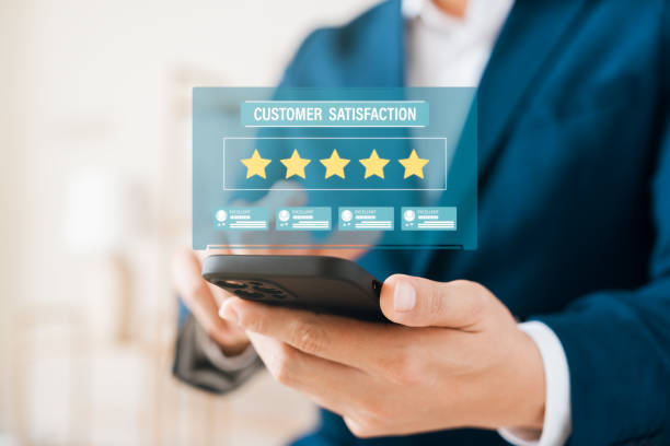 istock Customer Satisfaction Survey concept, 5-star satisfaction, service experience rating online application, customer evaluation product service quality, satisfaction feedback review, good quality most. 1462209574