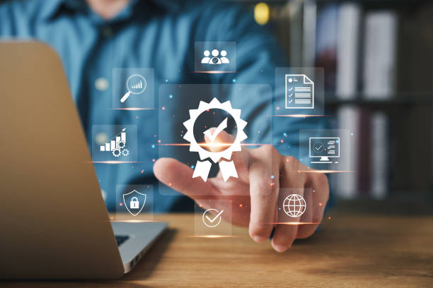 istock business people touching their fingers Symbol of leading services ISO Certification Document Management System, quality assurance, guarantee. 1462209774