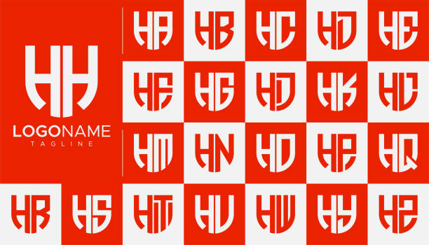Set of letter H logo design branding. Modern H letter logo template. Set of letter H logo design branding. Modern H letter logo template. hm logo stock illustrations