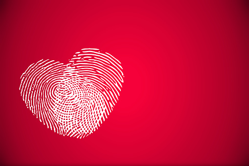 Valentines week special illustration idea. Heart shape made of Fingerprint. Empty Space.