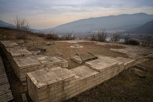 Ancient altar of Armazi castel near Mtskheta. Georgia