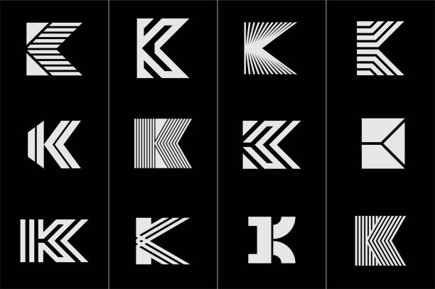 einfache k-logo-design-kollektion. moderner k-linienbuchstaben-logo-vektor-vorlagensatz. - letter k stock-grafiken, -clipart, -cartoons und -symbole