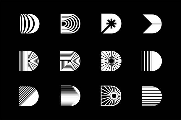 современный набор шаблонов логотипа буквы d. цифровой d дизайн логотипа векторный набор. - a d stock illustrations
