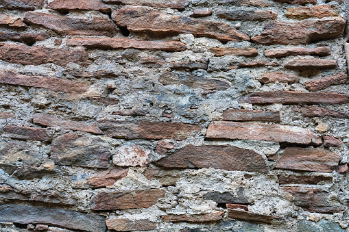 Part of ancient wall of Armazi. Background nature bricks. Close up