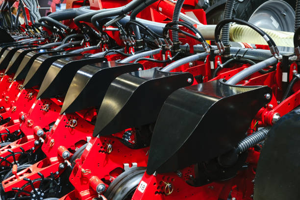 istock Close-up of a large industrial grain seeder. 1462219044