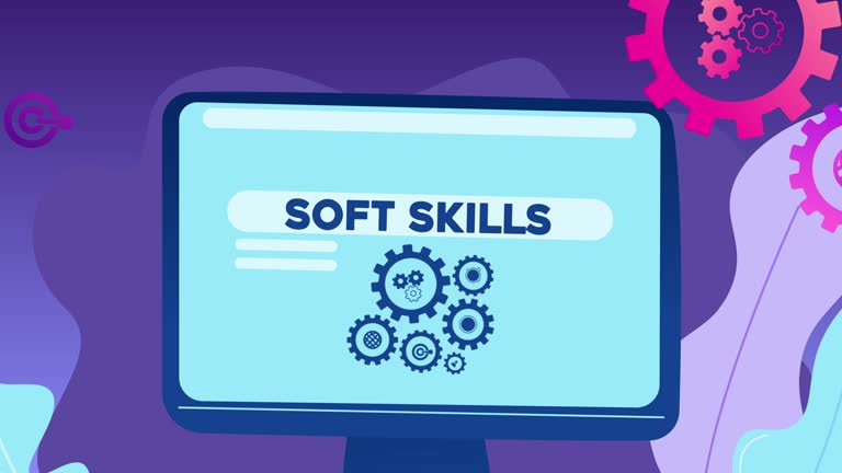 Infographic Soft Skills, Gear, Design, Creative, The concepts of Business, Finance, Communication, Work, Office, Technology, Computer, Success, Team, Working, Animation 4K