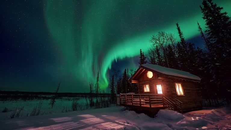 Nighttime view of deep winter in Alaska