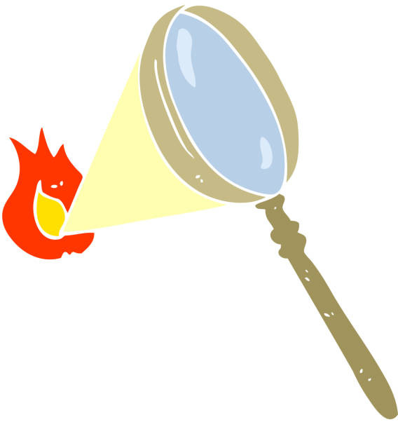 istock flat color illustration of magnifying glass burning 1462226247