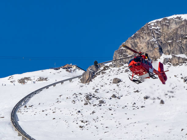 istock Alpine rescue helicopter in winter 1462229572
