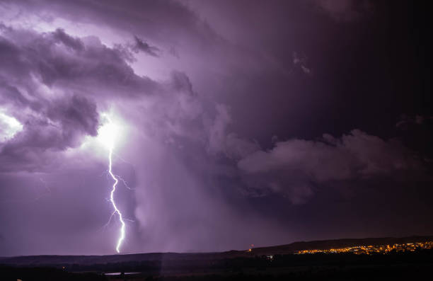 istock Electric storm and lightning on landscape 1462233544