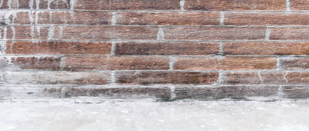 istock Urban background, dilapidated and shabby industrial brick wall with copy space. 1462242817
