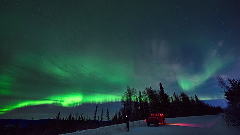 Nighttime view of deep winter in Alaska