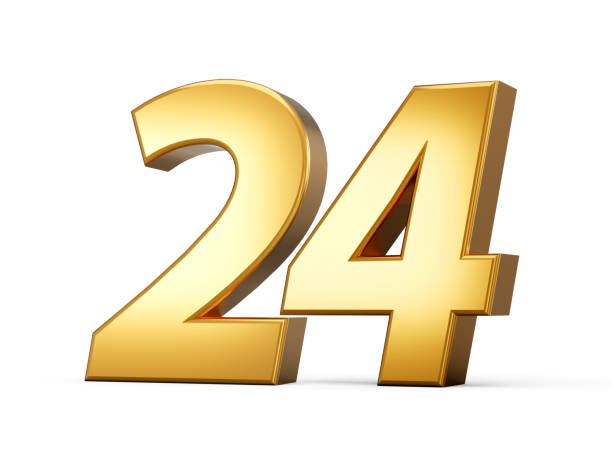 istock Golden metallic Number 24 Twenty Four, White background 3d illustration 1462257513