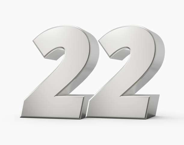 istock Silver 3d numbers 22 Twenty Two. Isolated white background 3d illustration 1462259130