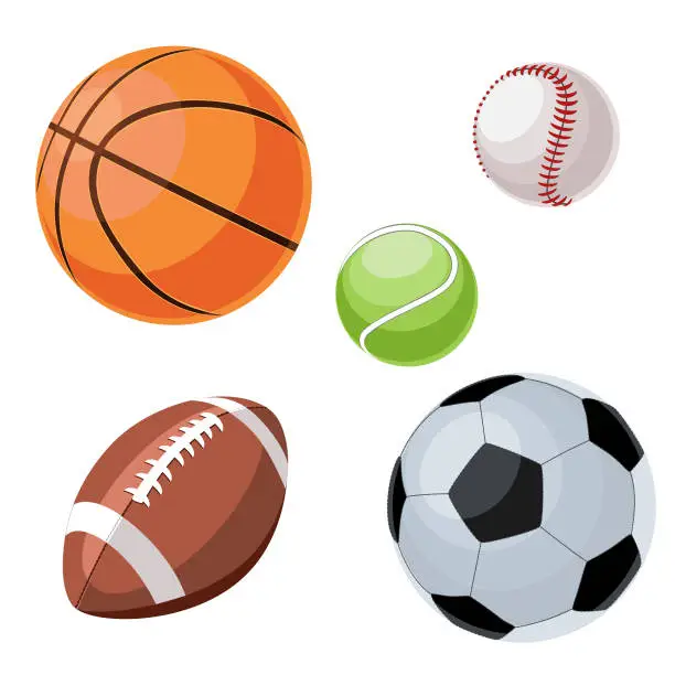 Vector illustration of Set of sport different balls vector illustration