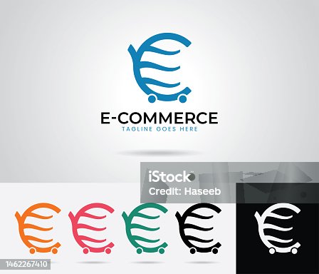 istock E-commerce logo design with multiple colors, Business logo vector template 1462267410