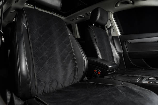 istock Comfortable interior of a passenger bus with soft seats 1462267453