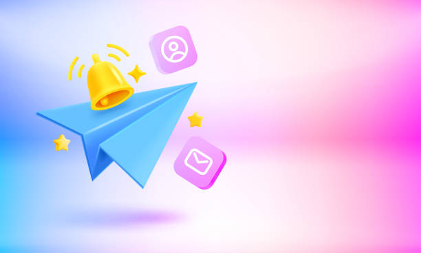 istock The bell and blue plane. Breaking news concept. 3d vector banner with copy space 1462272870