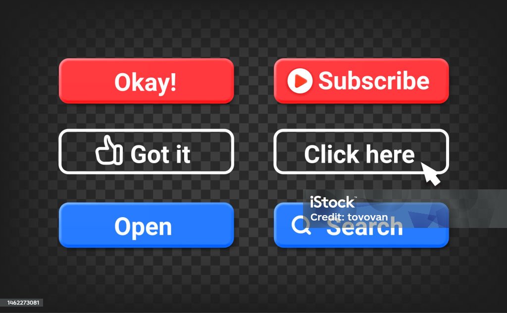 Different Interface Buttons Set 3d Vector Objects Isolated On ...