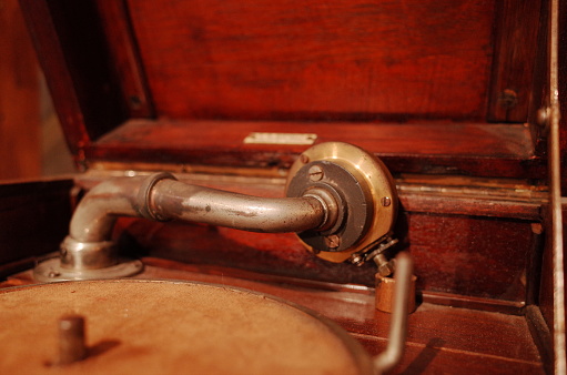 Close up of an antique gramophone