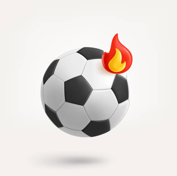 Soccer ball with flame symbol. 3d vector icon isolated on white background Soccer ball with flame symbol. 3d vector icon isolated on white background flamming stock illustrations