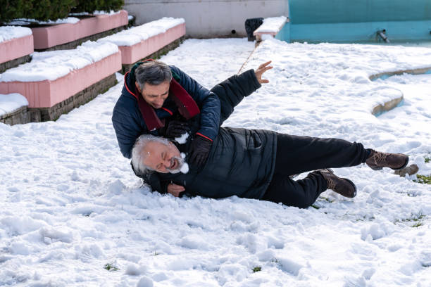 istock Active Senior Men in the Park in Winter 1462281782