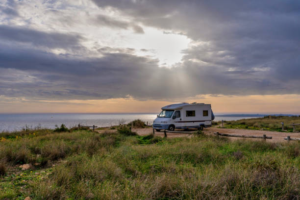 istock Camper on the mediterranean coast. Mobile home travel and vacations 1462282331