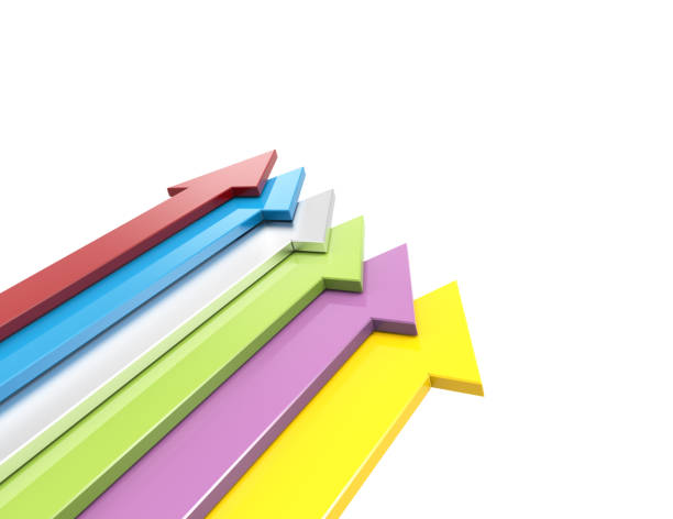 istock Colorful rising 3d arrows on White background 1462282679