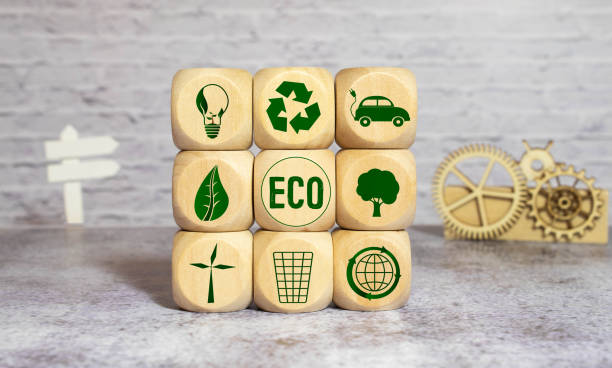 istock Paper cut of eco on green grass 1462312602