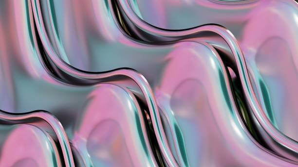 istock Pink and green triangular wave-like metal plate enlargement Abstract, dramatic, modern, luxurious and exclusive 3D rendering graphic design element background material. 1462316456