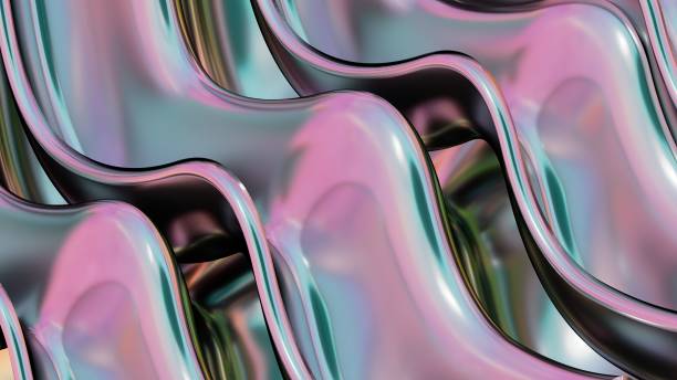 istock Pink and green sine wave mirrored metal plate Abstract, dramatic, modern, luxurious and exclusive 3D rendering graphic design element background material. 1462316729