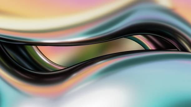 istock Pink and green curves with vertical flow like a metal curtain Abstract, dramatic, modern, luxurious and upscale 3D rendering graphic design element background material. 1462317151