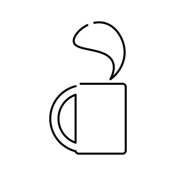 Vector illustration of Line Icon, Mug with a Hot Drink. Cup of Coffee, Cup of Tea.