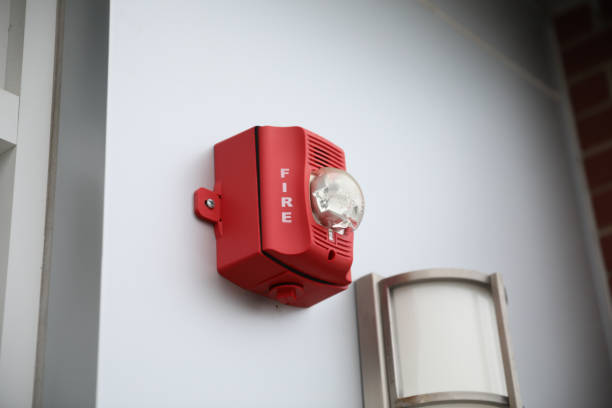 istock Fire alarm and department warning signs 1462324640