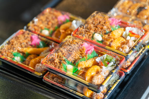 Japanese bento lunch boxes selling in convenience store.