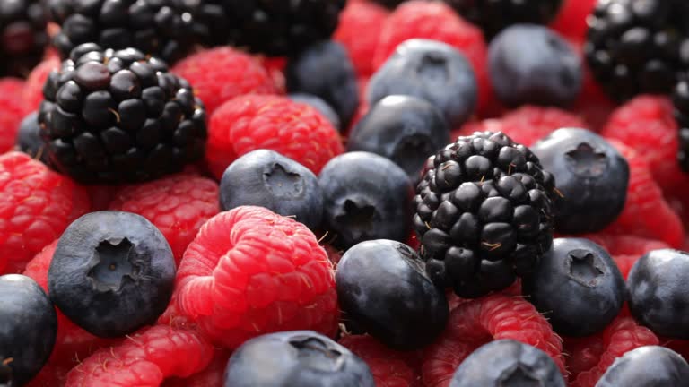 Fresh blueberries, blackberries and raspberries