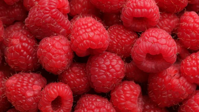 Fresh red raspberries, fruit background