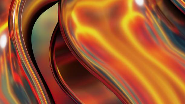 istock Fiery red metal corrugated plates beautifully overlapping Abstract, dramatic, modern, luxurious and exclusive 3D rendering graphic design elemental background material. 1462348788