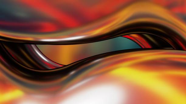 istock fiery red curves with vertical flowing metal curtain Abstract, dramatic, modern, luxurious, upscale 3D rendering graphic design elemental background material 1462350383