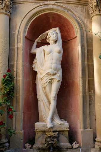 Valletta, Malta - August 31, 2018: Venus figure in the garden of Casa Rocca Piccola