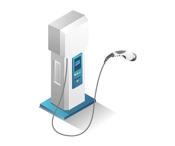 istock Flat isometric 3d illustration concept of electric car charging machine 1462364655