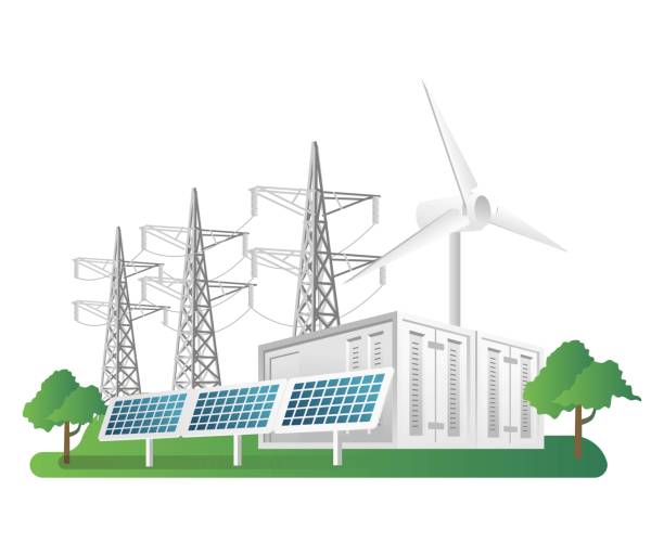 ilustrações de stock, clip art, desenhos animados e ícones de flat isometric 3d illustration concept of solar energy power line - isometric natural gas power station nuclear reactor