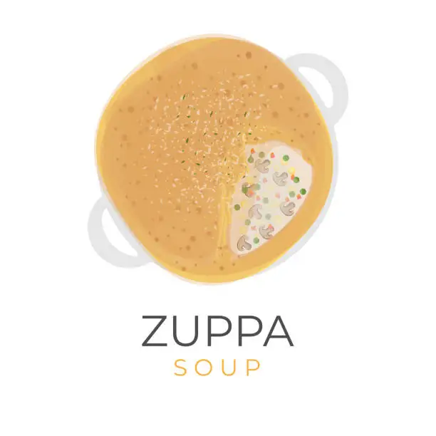 Vector illustration of Zuppa Soup Vector Illustration With Opened Pastry